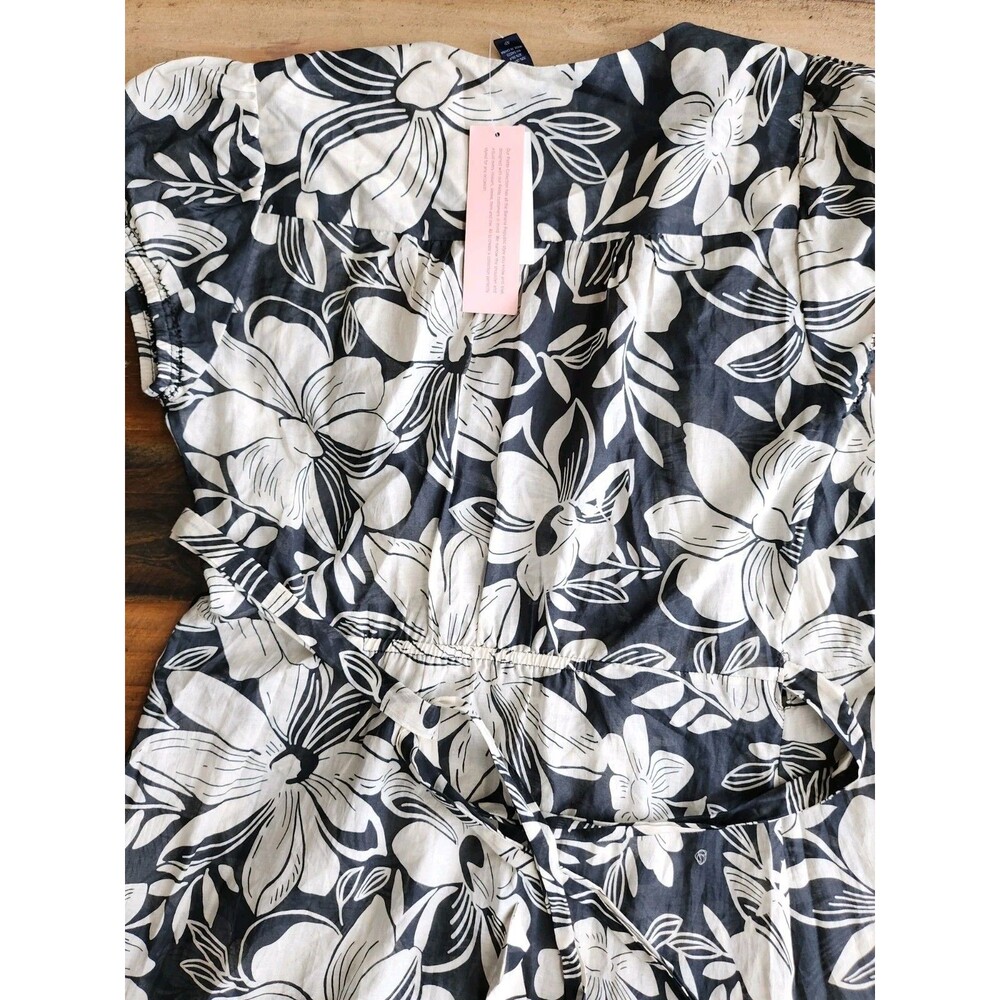 Banana Republic NWT Silk Blend Wrap Black & White Floral Dress Sz 4p MSRP $89 - Picture 8 of 12